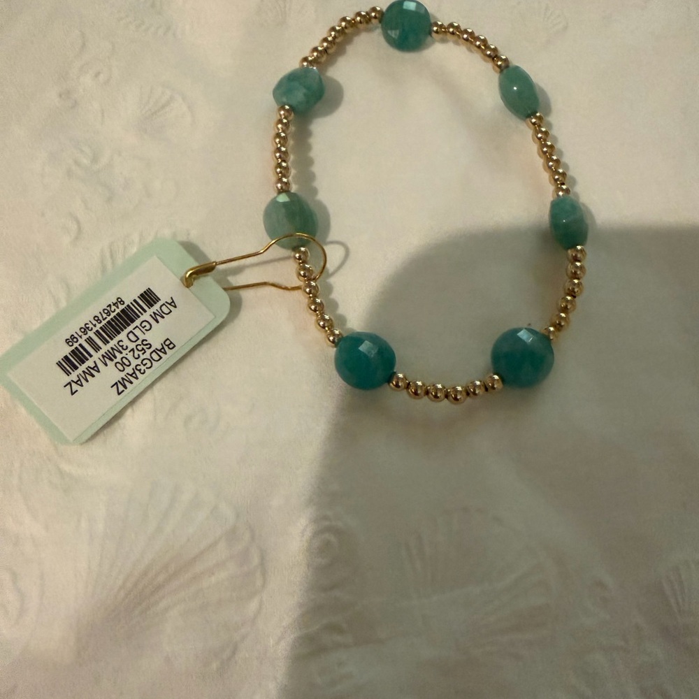 Enewton adm gold 3mm Amaz teal gemstone beaded bracelet NWT